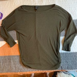Off the shoulder olive green sweater